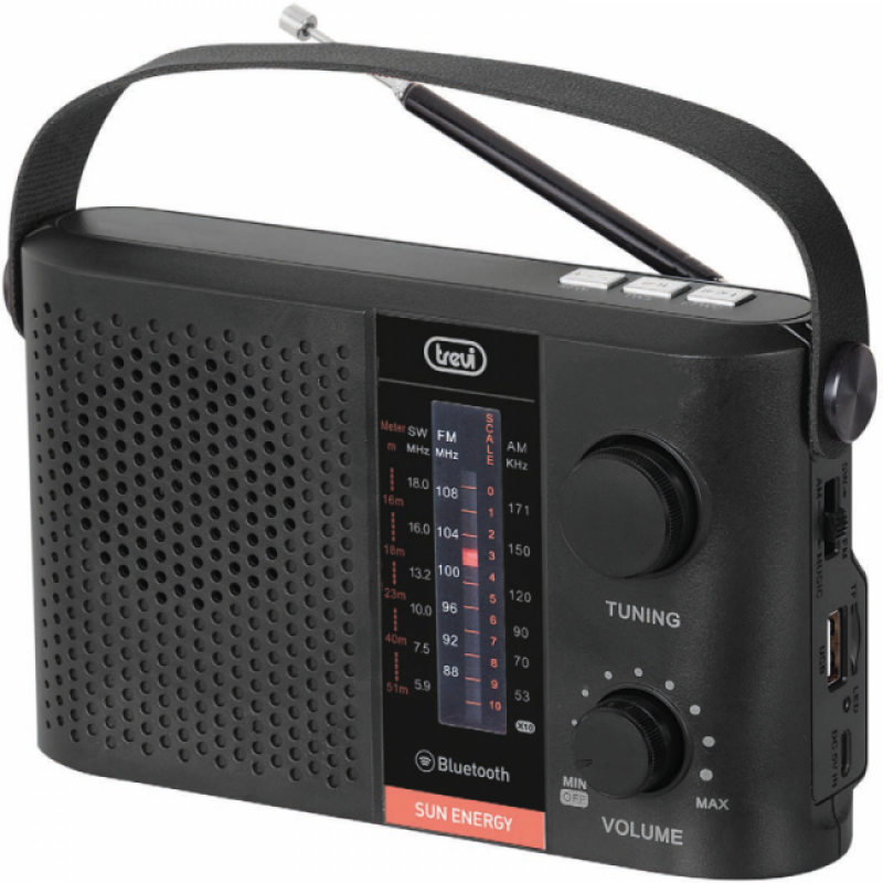 TREVI TRA-7F25 BK Solar Ηλιακό Φορητό Ραδιόφωνο 'Green Radio' (Version 09.21)
